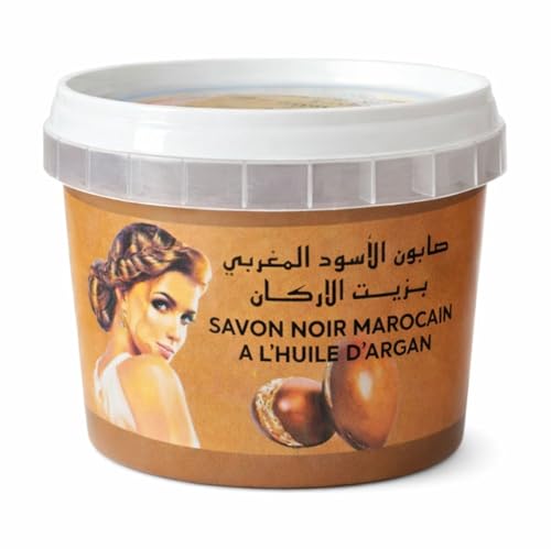 Beldi Marokkanische schwarze Seife 250 g – Körperpeeling & Hammam – 100 % natürlich – ohne Zusatzstoffe – hergestellt in Marokko (Argan)