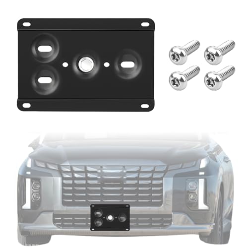 No Drill License Plate Mount Compatible with Hyundai Palisade, Santa Cruz, Santa Fe 4th gen TM,Tucson4th gen NX4,Tucson Plug-in Hybrid 4th gen NX4,Venue, Anti-Theft Front Grille License Plate Holder