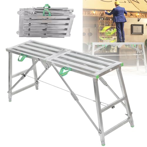 Image of Adjustable Portable Scaffold Ladder - Non-Slip Steps High Load Capacity Perfect for Work Platforms & Step Up Benches - Safe & Versatile Tool for Home & Professional Use