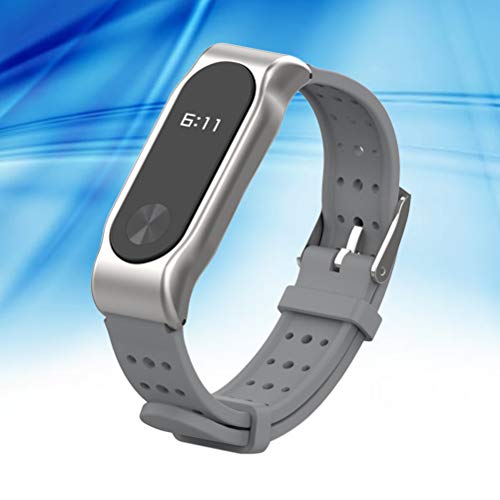 Nova pulseira de silicone com pulseira inteligente para Xiaomi Mi band 2 (cinza prata)