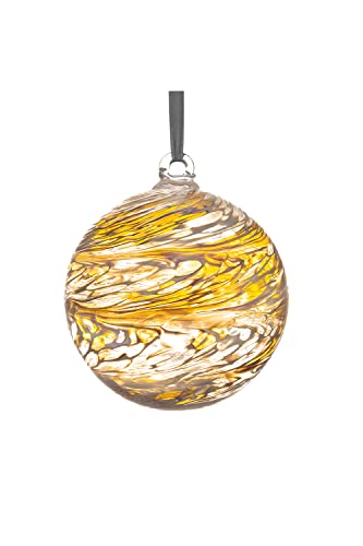 Image of Sienna Glass 10cm Wedding Friendship Ball – Handcrafted Mouth-Blown Gold Glass Ornament – Gift Boxed Decoration for Weddings, Anniversaries, Windows, Gardens, Memorials, Home Decor