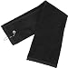 Zelta Tri-fold Golf Towel with Carabineer Bag Clip, Cotton Terry Cloth Black 16 x 25 Inch