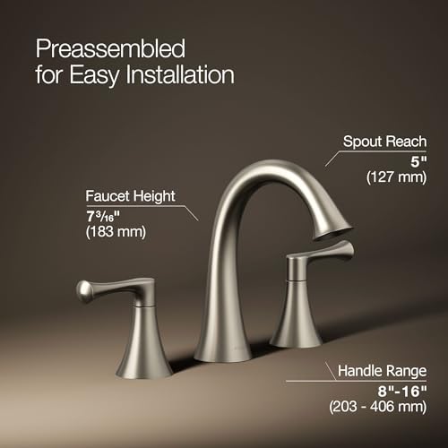 Kohler 35953-4K-BN Buckley™ Widespread Bathroom Sink Faucet, 1.0 gpm, Vibrant Brushed Nickel by Kohler - Used condition - Image 4