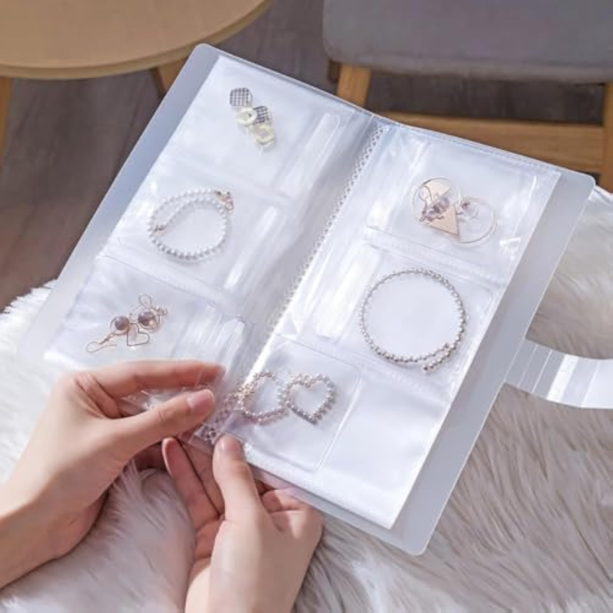 Transparent Jewelry Storage Book with 84 Grids