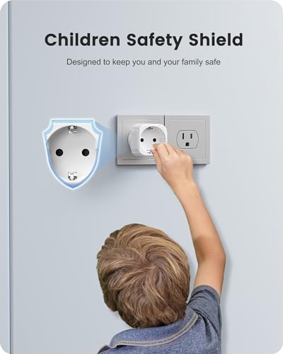 LENCENT Europe to US Plug Adapter, European to USA Adapter, American Outlet Plug Adapter, EU to US Adapter, Europe to USA Travel Plug Converter - Thumbnail 5