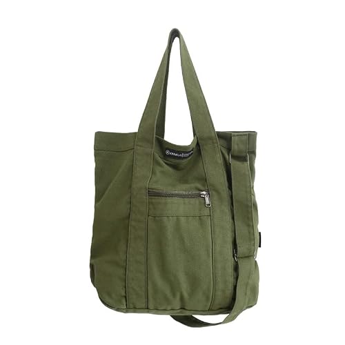 Unisex Retro Crossbody Bag Canvas Large Capacity Purse Vintage Fairy Grunge Hobo Tote Bag Multiple Pockets Handbag (Green)