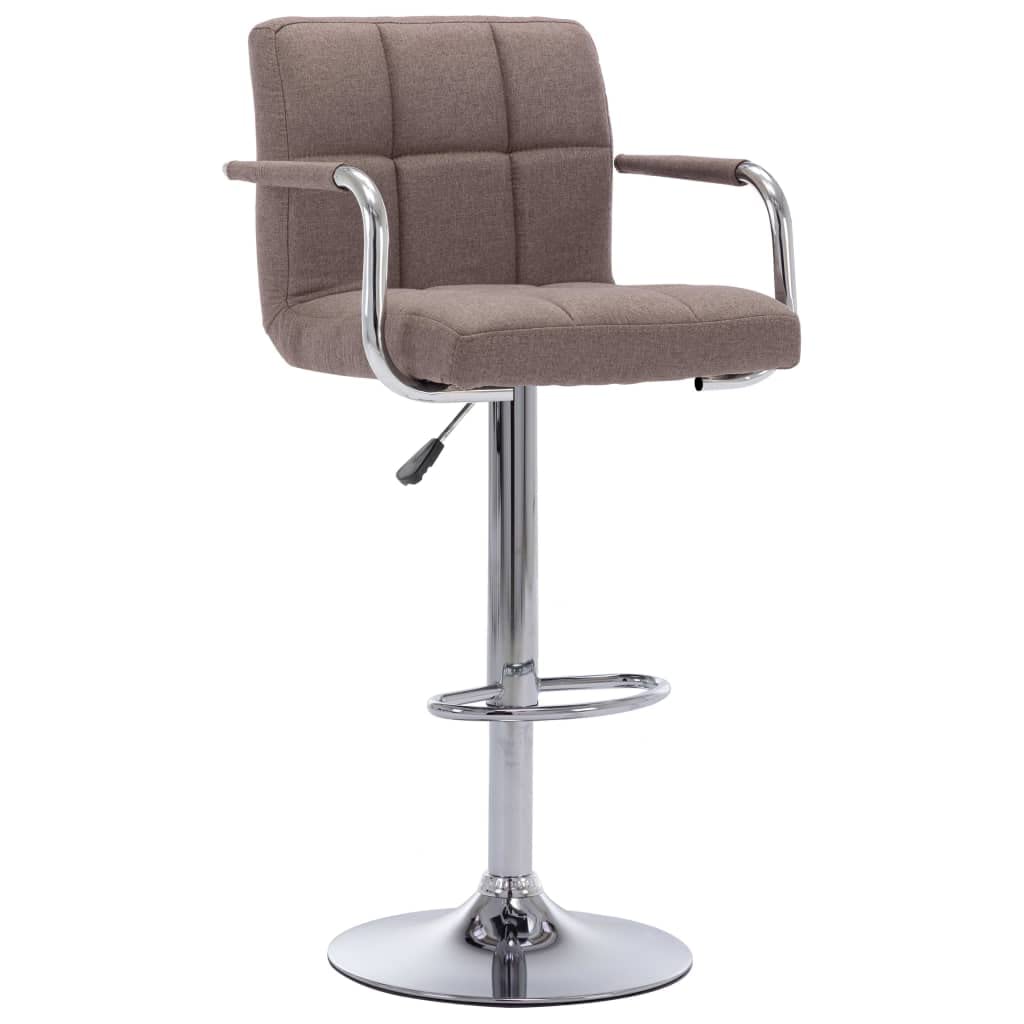 Taburete de bar de tela topo, moderno taburete regulable en altura con resorte de gas, silla de bar giratoria 360° con marco de acero cromado, reposapiés y acolchado para el mostrador de la
