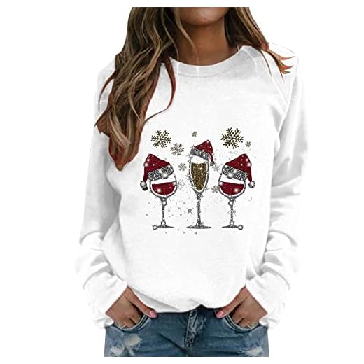 Générique Pull de Noël Moche Chic Streewear Pullover Haut Habillée Hippie Club Motif Basic Pas Cher Leger Sweatshirt Vintage Tops Pull de Noël Femme Sweat Cadeaux Hiver Oversize JAN1121-NEW4984