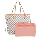 high Ranking Cosmetic Organizer Travel Felt Fabric Purse Bag Handbag Organizer，Insert for Speedy Neverfull (MM/32, Pink)