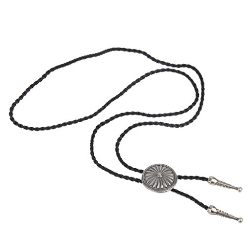 Bonarty Bolo Tie Bolo Tipos Slide Cordão de Couro Colar Dance Rodeo Cool Prata