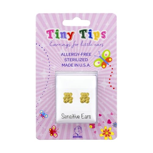 STUDEX Tiny Tips Kids Earrings | Gold Plated Double Teddy Bear | Hypoallergenic and Nickel Free for Sensitive Ears | Birthday Gift for Little Girls | Gold Plated Post2