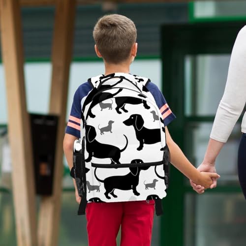Mini sac à dos teckel noir avec trousse scolaire pour enfants et adolescents