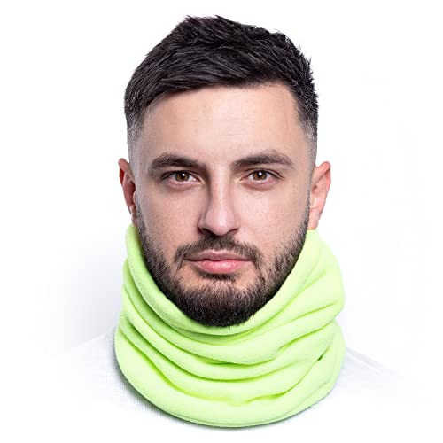 Karl Loven Damen Loop Schal Hals wärmer Herren Schnalle Winter Fleece Futter Unisex warme Hut Maske - Sport Ski Motorrad Fahrrad Snowboard Wandern Gelb
