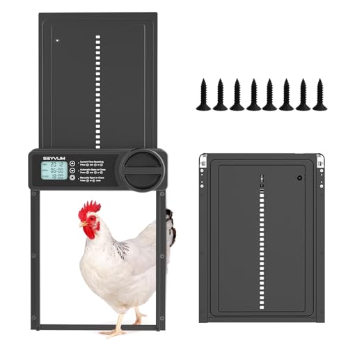 Porta de galinheiro automática – Porta de galinheiro SEYVUM durável e simples de alumínio com sensor