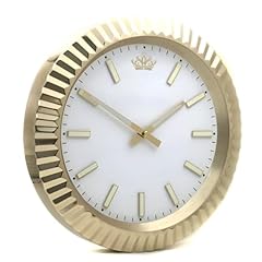 14 Inch Golden Wall Clock with White Dial, Battery Operated Silent Quartz Non Ticking Modern Analog photo 14 Inch Golden Wall Clock with White Dial, Battery Operated Silent Quartz Non Ticking Modern Analog