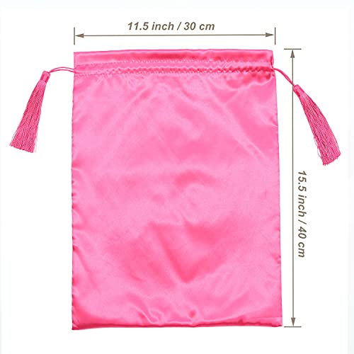 Wedao 5 Pieces Silk Satin Bags With Drawsting Large 15X11 Inch - Makeup Packaging Wig Storage For Multiple Wigs Wholesale - Beauty Gift Pouch Travel Carrying Case To Store Wigs Hair Bundles Bulk Extensions #TOP3