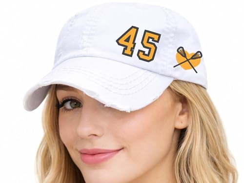 Women's Custom Lacrosse Jersey Team Number Hat, Baseball or High Ponytail Cap, Handmade Embroidered Not a Patch, Spirit Game Wear Tailgating School JV Varsity College, Gift Mom Wife Team Friend Grey