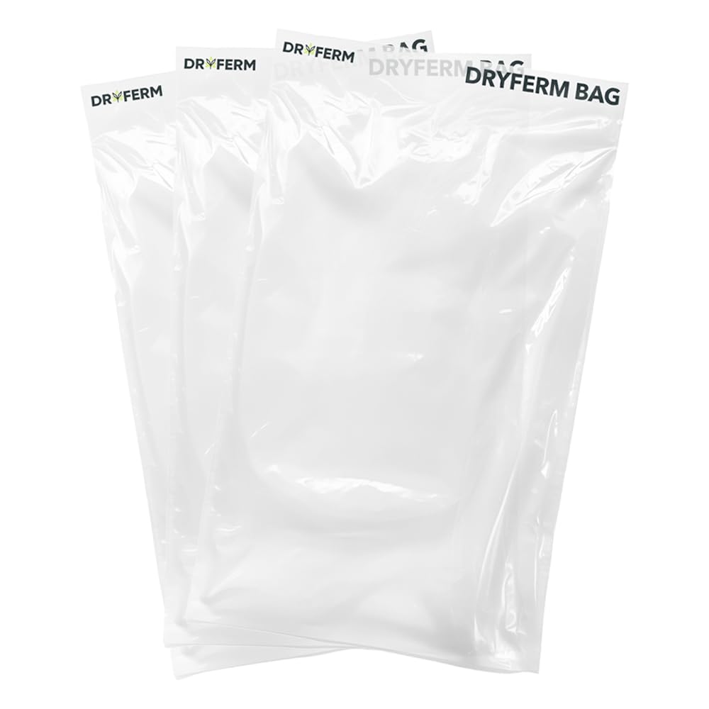Dschinni DryFerm Curing Bags Lot de 3 sacs de séchage (30 x 50 cm) avec film Weedmaster – 55 % RLF pour herbes et fleurs, protection contre l'oxydation | Sacs étanches de qualité supérieure avec film de protection UV