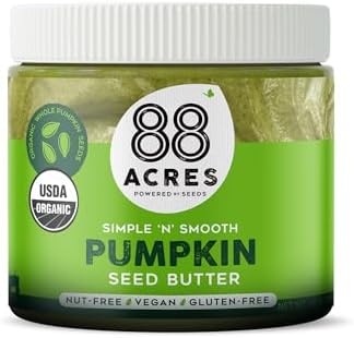 88 Acres Organic Pumpkin Seed Butter, 14 oz Jar, 2 Pack, Butter Spread with 8g Plant-Based Protein, Gluten Free, Nut Free, Vegan, Non-GMO