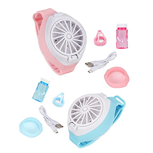 Temaiko Watch Fan Bubble Machine,Portable Fan For Kids,Usb Rechargeable Fan With 3 Gears,Breathable Watch Fan Bubble Maker For Outdoor Toys Blue #TOP4