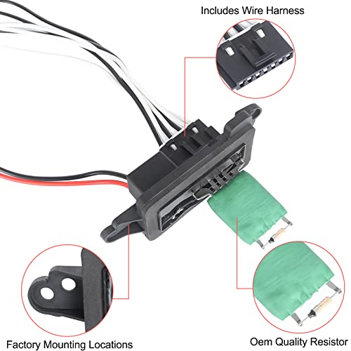 Hvac Fan Blower Motor Resistor Kit With Harness Compatible With 2002-2009 Chevy Trailblazer Gmc Envoy, 2004-2007 Buick Rainier, 2002-2006 Gmc Envoy Xl, 2003-2008 Isuzu Ascender，Replaces Oe# 89019100 #TOP4