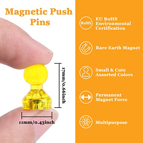 60Pcs Push Pin Magnets, Small Strong Refrigerator Magnets For Whiteboard, Funny Cute Decorative Fridge Magnet, For Locker School Classroom Calendar Kitchen Office Dry Erase Board Map Magnetic Push Pin #TOP3
