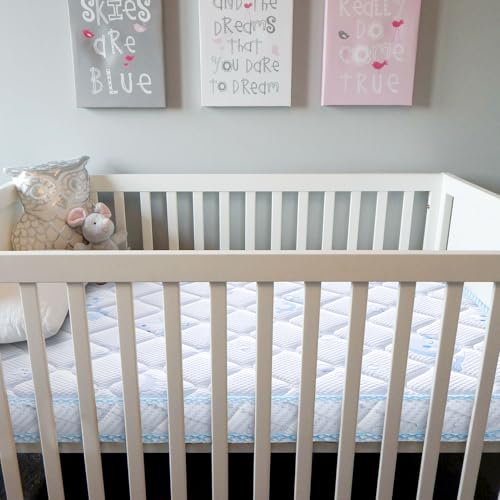 Image of Letmxiu Premium Crib Mattress and Toddler Mattress, Knitted Cotton Surface and Hypoallergenic Firm Support Crib Mattress, Fits Standard Crib and Toddler Bed
