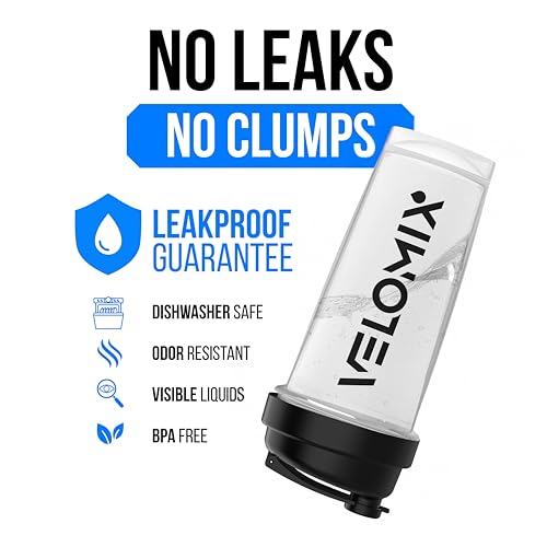 Image of VELOMIX -3 PACK- 28 oz Protein Shaker Bottle for Protein Mixes - 3x Wire Whisk | Leak Proof Shaker Cups for Protein Shakes | Stackable Protein Shaker Bottle Pack (Black Mix)
