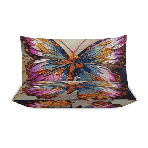 Parure de lit 3 pièces couette grand lit broderie papillon