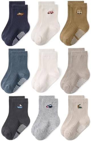 Bearbay 9 Paar Anti-Rutsch-Socken mit Noppen für Kleinkind