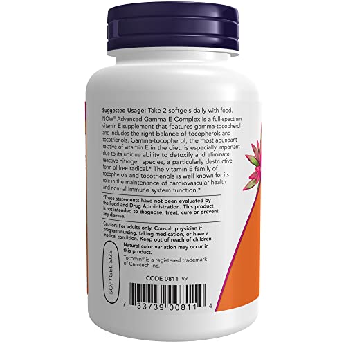 Now Supplements, Advanced Gamma E Complex, Mixed Tocopherols & Tocotrienols, Antioxidant Protection*, 120 Softgels #TOP2