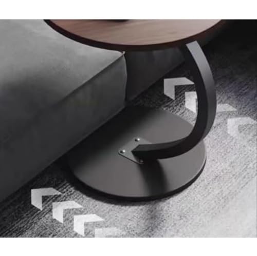Image of Owme Adjustable Table Stands Couch Side Table, Swivel TV Tray Table, 360 Top Moving C-Shaped End Table, Small Center Table for Home Office Balcony | Storage Organizer - Nut Brown, Oval