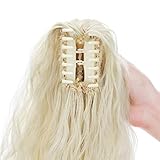 24inch Long Corn Curly Wave Ponytail Extension Synthetic Claw Ponytail Clip in Jaw Claw Hair Extensions Hairpieces for Women Bleach Blonde - Image 4