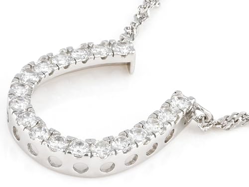 Cubic Zirconia Rhodium Over Sterling Silver Horseshoe Necklace - Silver Necklace for Women - Faux Diamond Necklace - Pendant Necklace for Women - Cubic Zirconia Necklace - Wedding Jewelry - Image 3