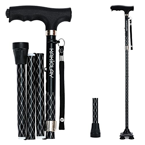 KAKICLAY Folding Walking Cane with LED Light for Men & ...