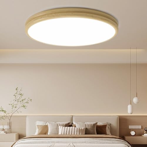 ledシーリングランプ 小型 薄形 天井照明 Ceiling Light マカロン二層 吸?灯 高輝度LED 無段階調光調色リモコン付き タイプ 寝室 リビング キッチン 和室 照明適用 取付簡単 (木目, 30CM)