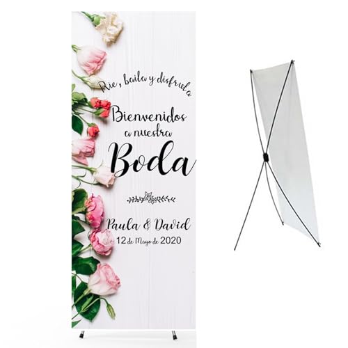 Cartel Boda .Pancarta Personalizada Grande. Poster Personalizado. Recuerdo de Boga. Regalo novios. Modelo "Ríe, Baila, Disfruta".