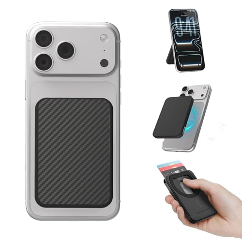 Nillkin MagSafe Wallet with Stand | Slim 3 Cards Holder | Aramid Fiber | RFID Blocking | for Men Credit Card | Phone Wallet for iPhone 17 Pro /16/15/14/13 and Most Magnetic Device (Black)