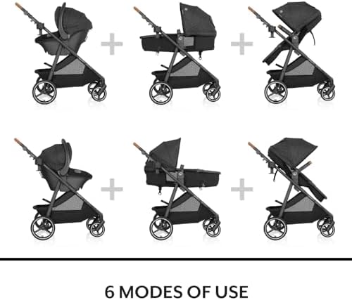 Evenflo Shyft Intuiti Travel System with Revolve180 LiteMax™ NXT Rotating Rear-Facing Lightweight Preemie and Infant Car Seat 3-30 lbs. (Fossil Gray)