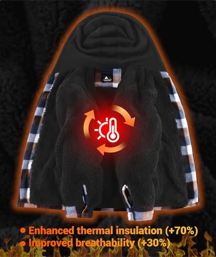 Image of ZITY Boys Flannel Jacket Sherpa Lined Zip Up Hoodie
