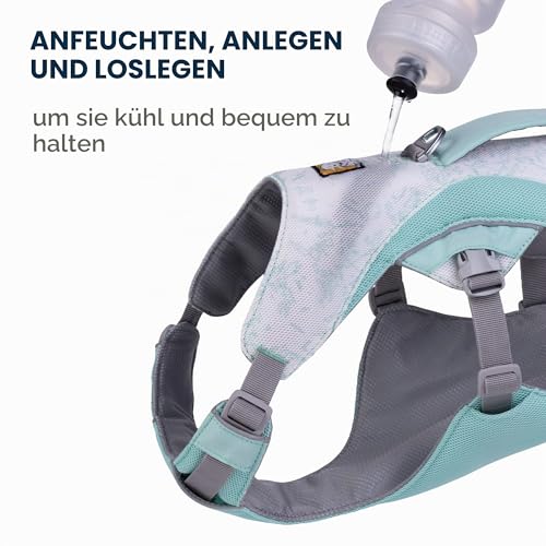 RUFFWEAR Swamp Cooler Hundegeschirr und Griff, leichte Laufausrüstung hält Haustiere bei heißem Wetter kühl, Verstellbar, stark und kühlend, 2 Leinen-Portale, Sage Green (XX Small, 33-43cm)