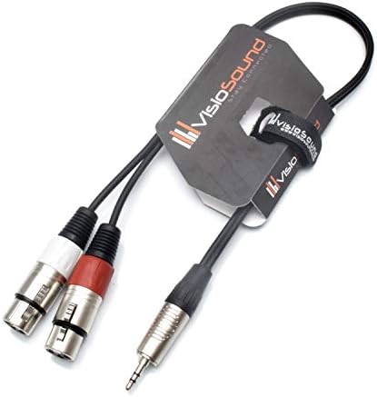 3.5mm Stereo TRS Mini Jack to Twin 2 x Female XLR Lead/Audio Signal Cable 0.5m