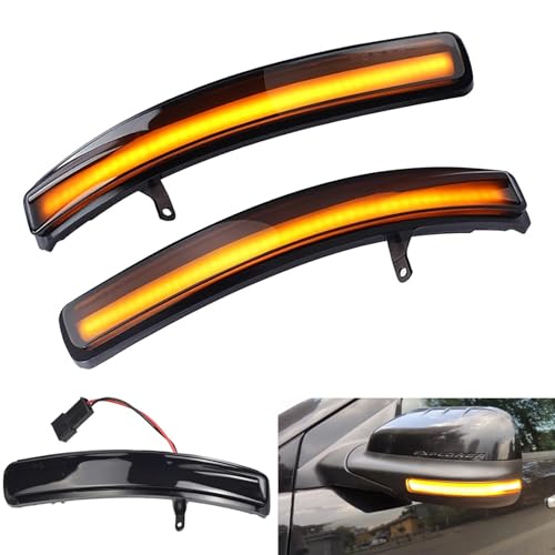 csslyzl Dynamic Sequential Side Mirror Turn Signal Light Smoked Lens Compatible with Ford Explorer 2011-2019 Driver & Passenger Side Pair LED Indicator Lamps, Replaces# BB5Z-13B374-A,BB5Z13B374A