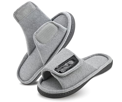 Image of Panda Bros Adjustable House Slippers for Men Soft Open Toe Breathable Indoor Outdoor Slip on Slides Slippers with Memory Foam for Home Bedroom