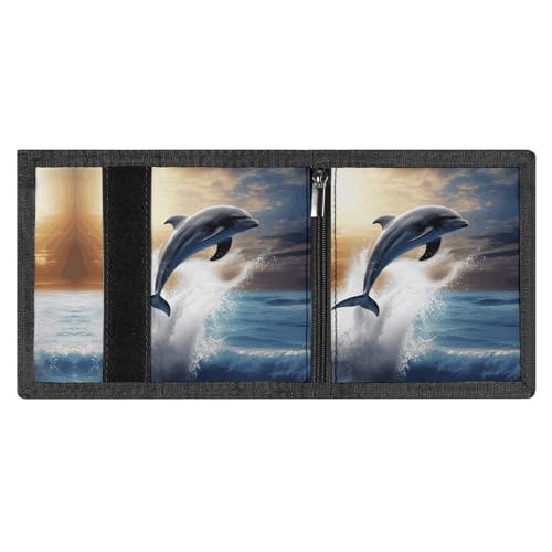 Beautiful Dolphin Trifold Wallet for Men - Money Clip Slim Wallets with Multiple Card Slots Minimalist Small Front Pocket Wallet for Everyday Carry4