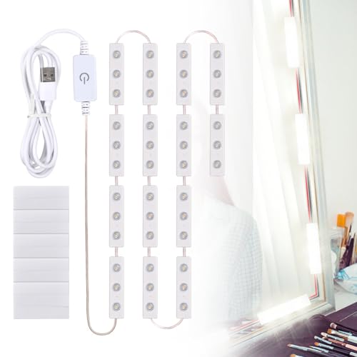 Luci da Specchio LED, Lampada USB da Trucco per Tavolo da Toeletta, Dimmabili con 42 LED, Illuminazione Vanità, Kit Camera da Letto