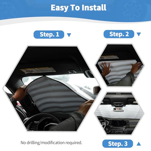 RT-TCZ for Silverado Windshield Sun Shade Screen Compatible with Chevy Silverado GMC Sierra 2019-2023 America Flag Accessories by RT-TCZ - Used condition - Image 5