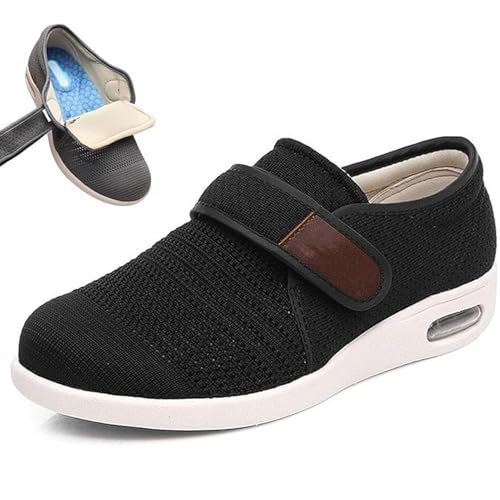 Extra breda promenadsneakers, lätta ortopediska skor, bekväm fritidssko, med justerbar förslutningsrem, för diabetiker, ödem, plantar fasciit, fötter