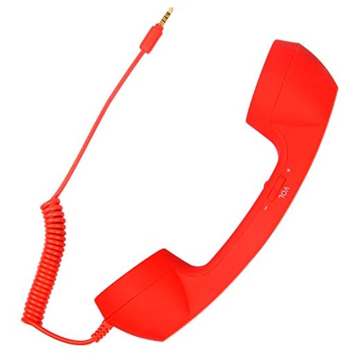 Retro Handset Old School Style Adjustable Tone Phone Telephone Receiver Microphone Earphone 3.5mm Socket for iOS Android Smartphones Mobile Cell Phones (Red)