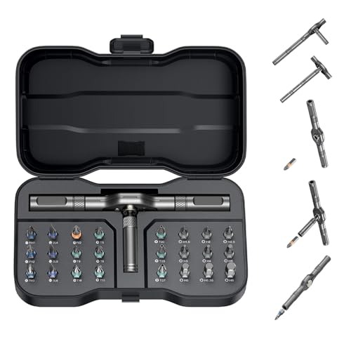 24 in 1 Magnetic Ratchet Screwdriver Set with T-Handle & Case.